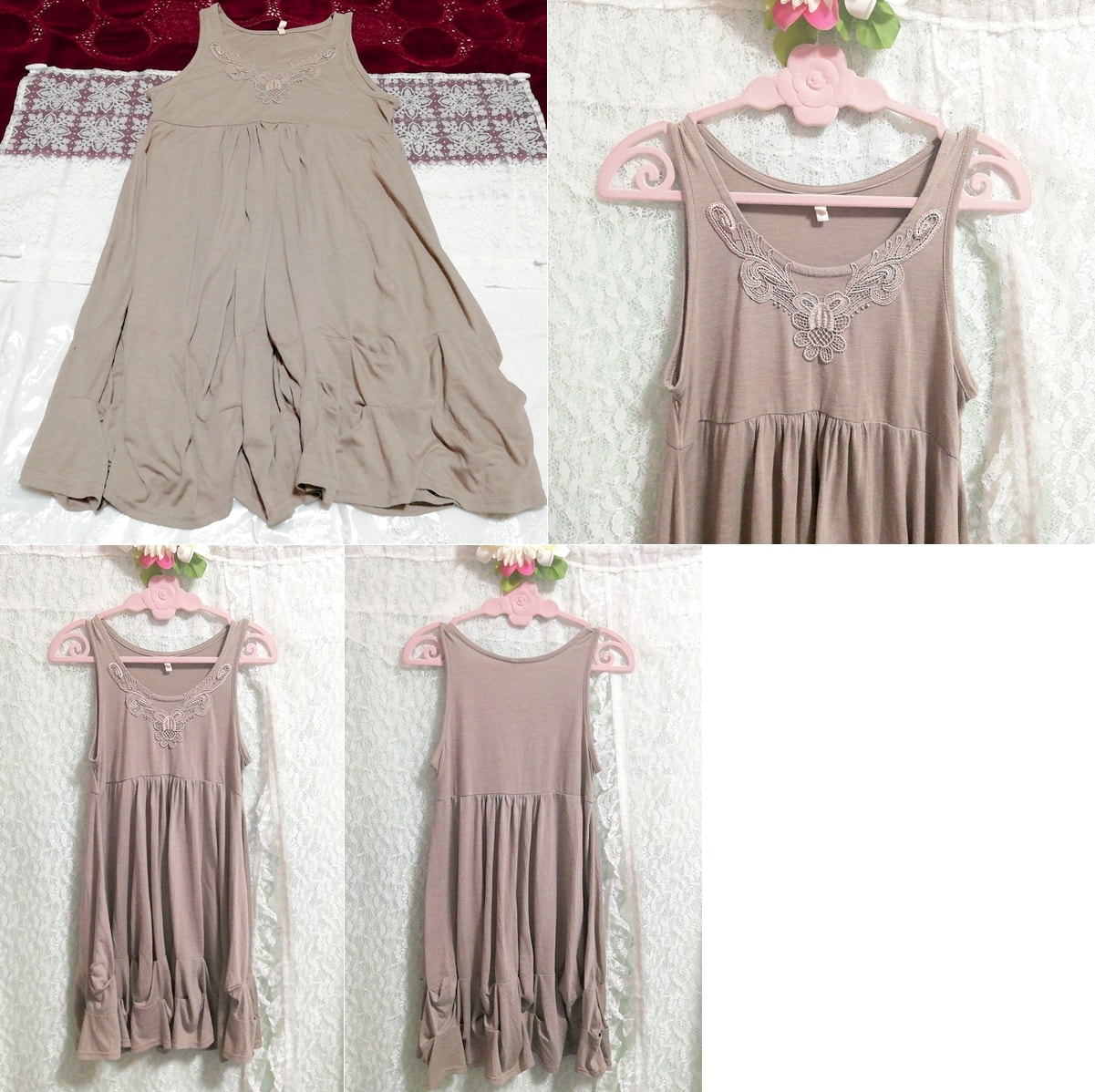Gray gray brown skirt negligee nightgown sleeveless dress, knee length skirt, m size