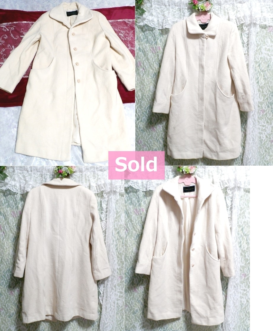 Длинное пальто из белого ангола с цветочным рисунком / верхняя часть, пальто и пальто в целом и размер M