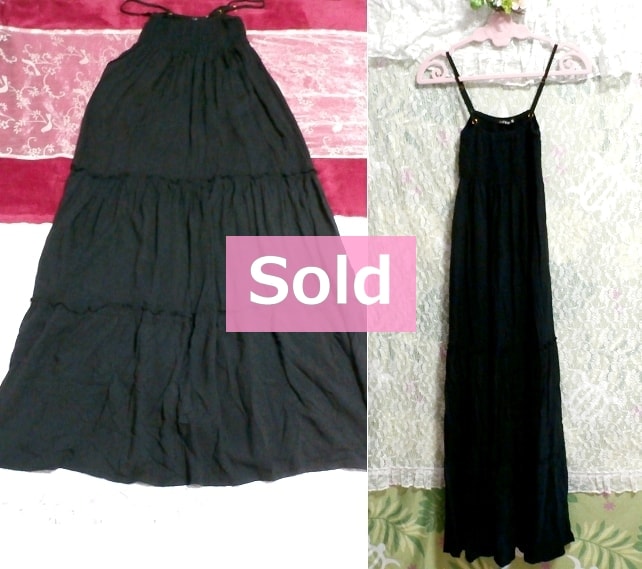 Black black 100% cotton camisole maxi one piece / long skirt