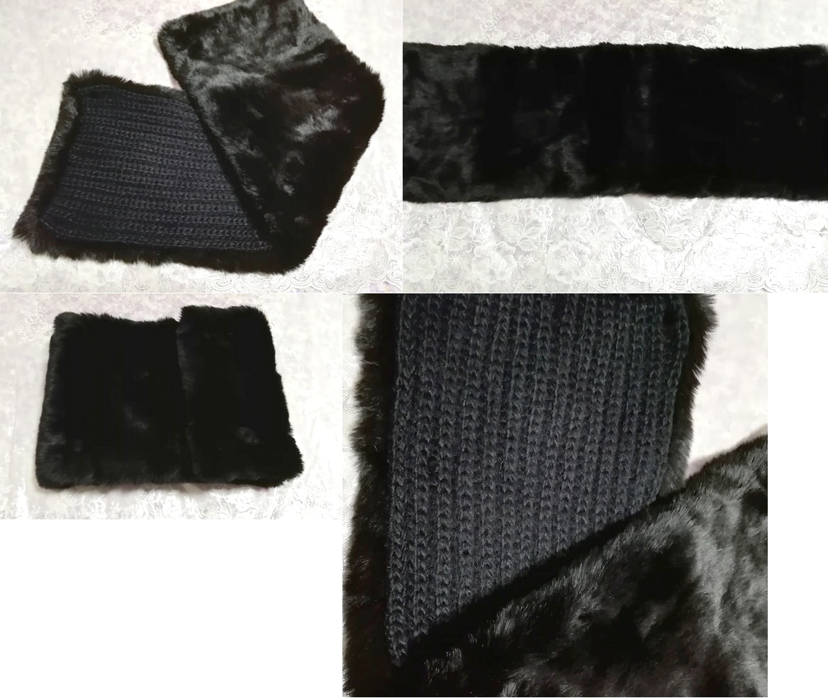 Bufanda estola de punto de cuello alto cálida y esponjosa negra, bufanda, para mujeres, silenciador general