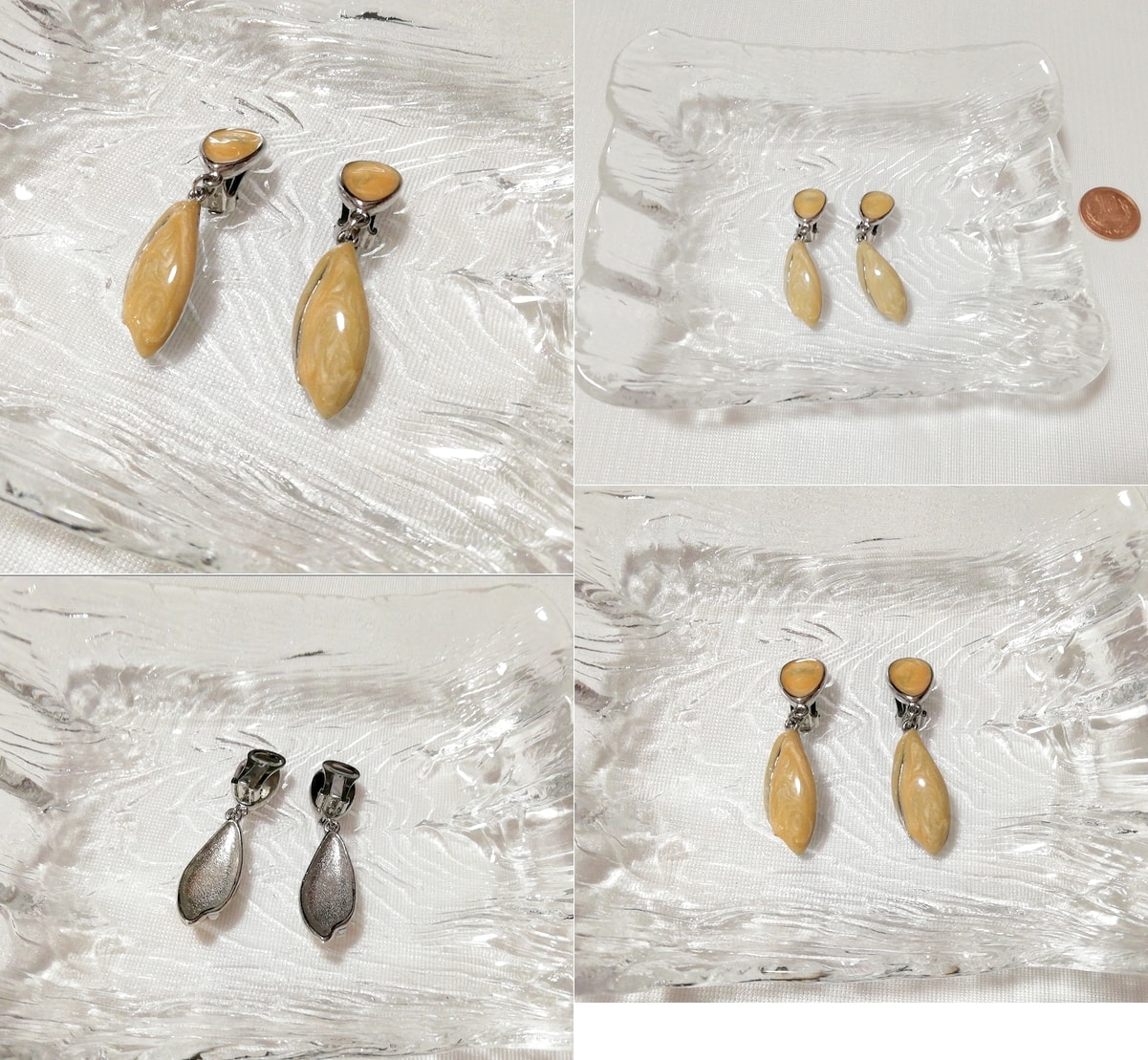 黄色葉っぱ型揺れるイヤリング/ジュエリー/アクセサリー Yellow leaf-shaped swaying earrings jewelry accessories, レディースアクセサリー, イヤリング, その他
