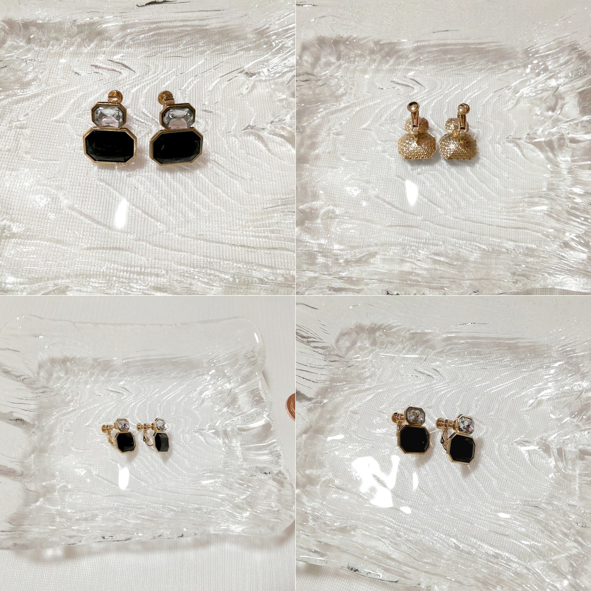 boucles d'oreilles octogonales en argent noir accessoire de bijoux, accessoires pour dames, des boucles d'oreilles, autres