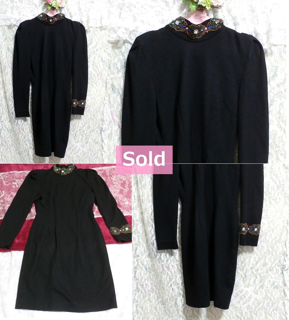 Suéter de bata negro negro / tops / tejido / vestido para cosplay Suéter negro con joyas de cosplay / tops / tejido / una pieza