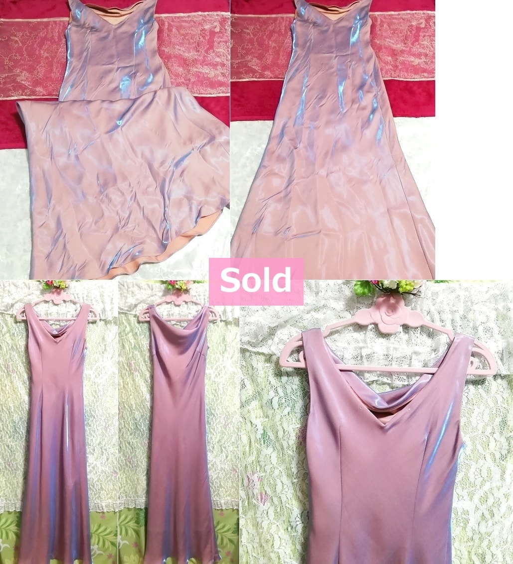 C'ESTLAVIE 紫パープルオーロラ光沢ノースリーブロングマキシワンピースドレス Purple aurora luster sleeveless long maxi onepiece dress