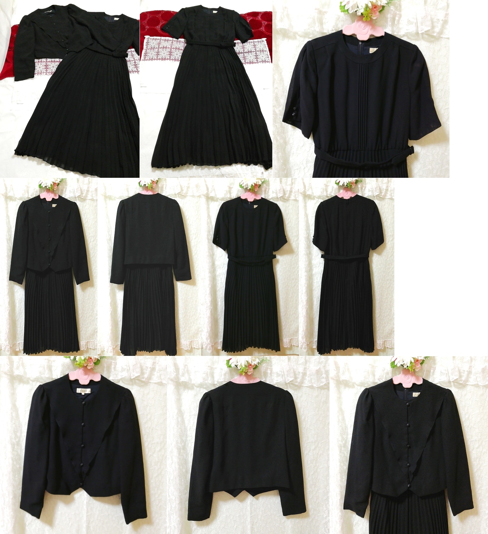 Conjunto 2 piezas cárdigan vestido negro Roseane, falda hasta la rodilla, talla m