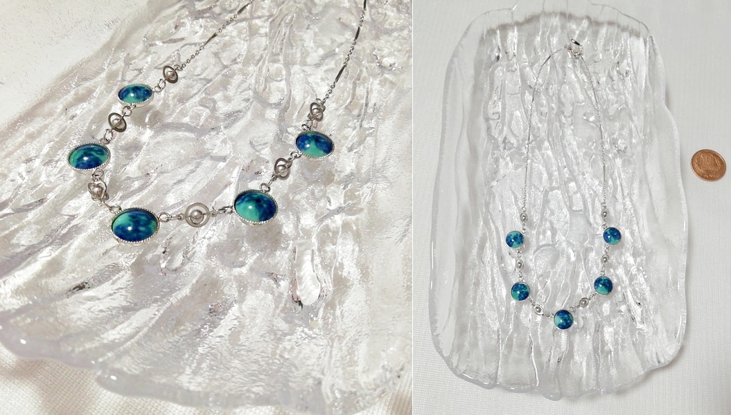 Bleu émeraude vert 5 collier rond collier ras du cou bijoux amulette, accessoires pour dames, collier, pendentif, autres