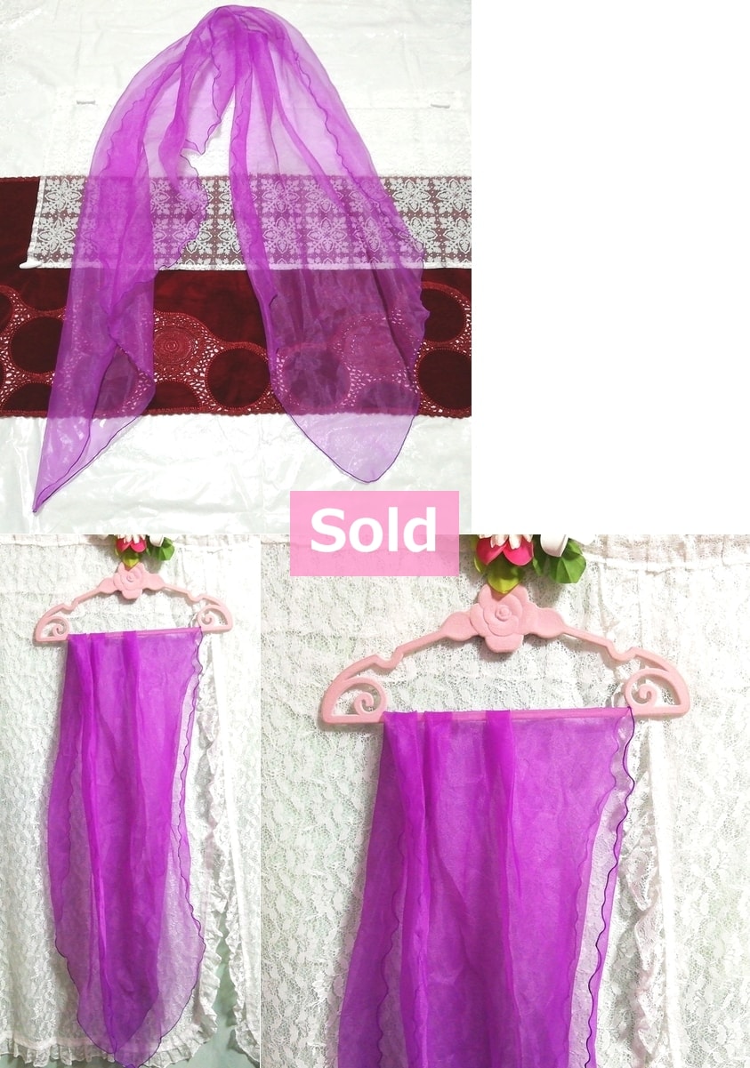 紫パープルシースルー大判ストール Purple purple see-through large-format stole, ファッション小物&ストール&ストール一般