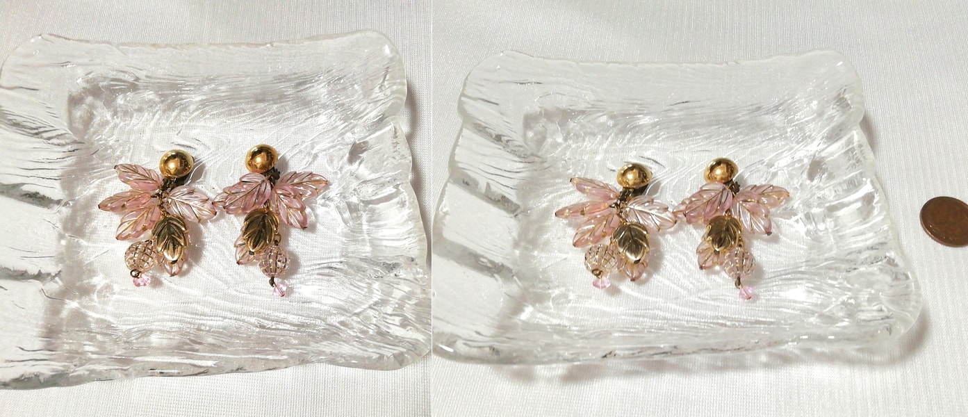 Pink tea flower plant leaf earrings jewelry accessories jewelry, ladies accessories, earrings, others