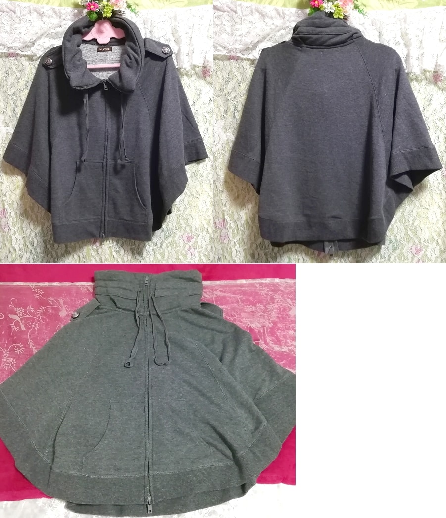 Ash gray poncho style cardigan tunic tops, tunic, long sleeve, m size