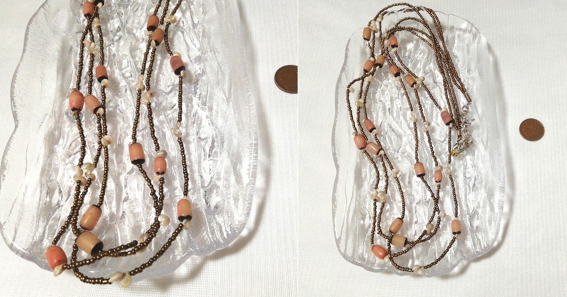粉色棕色珠子 3 层项链项链吊坠 choker 饰品内部, 女士配饰, 项链, 吊坠, 其他的