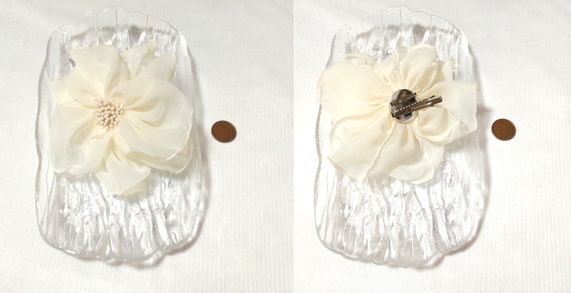 Flor de gasa blanca floral adorno para el cabello accesorios de ramillete joyería, accesorios de damas, accesorio para el cabello, La Valeta
