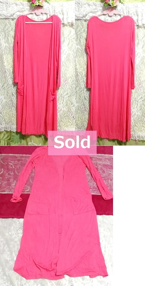 Fluoreszierende rosa lange / Strickjacke, Damenmode & Strickjacke & mittlere Größe