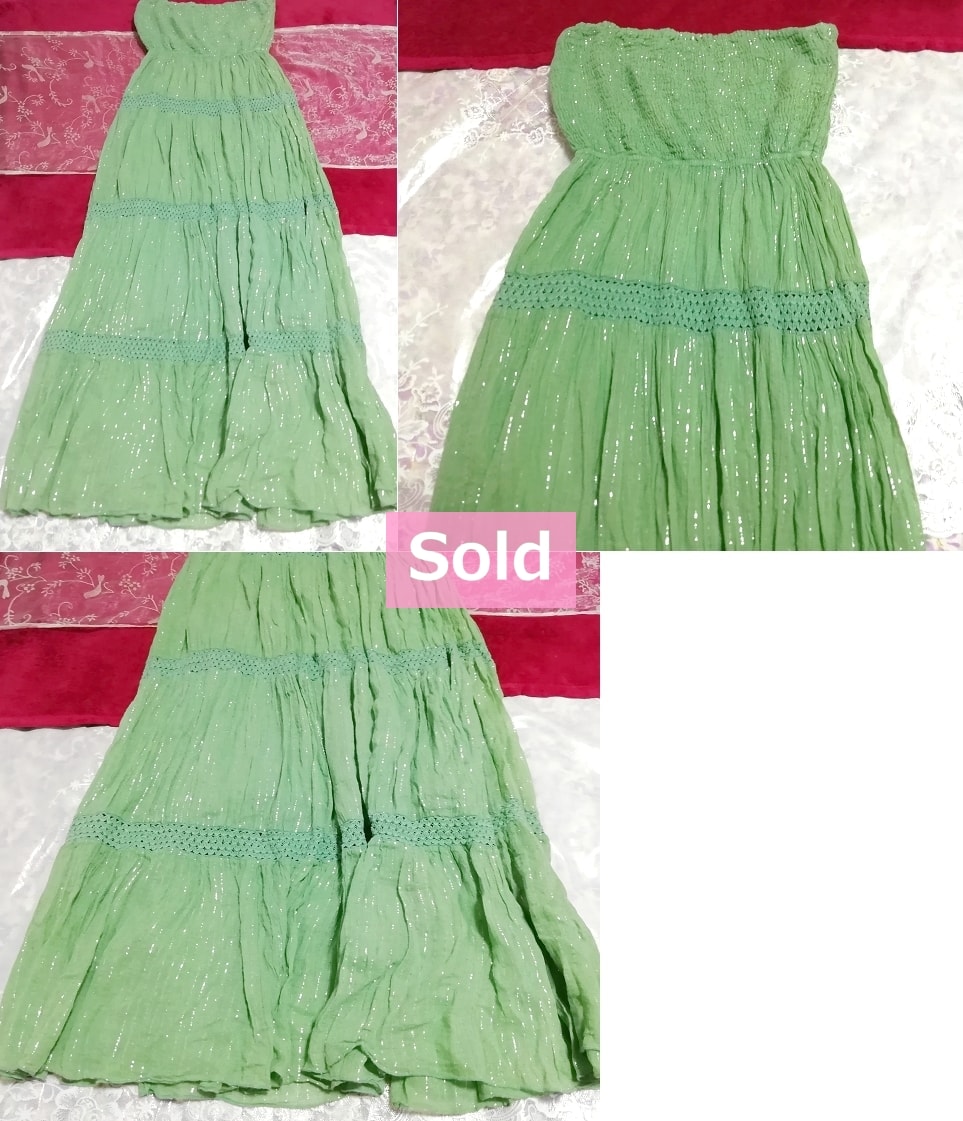 インド製緑グリーンシフォンロングスカートマキシワンピース Indian green chiffon long skirt maxi onepiece