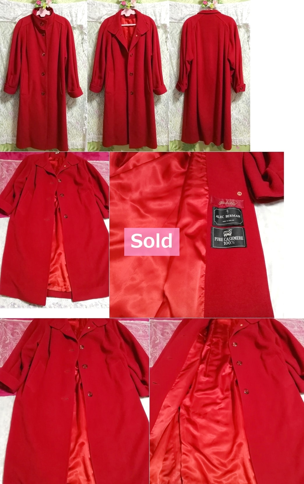 ALEC BERMAN 100% cashmere made in England UK England cashmere 100% gorgeous red long coat