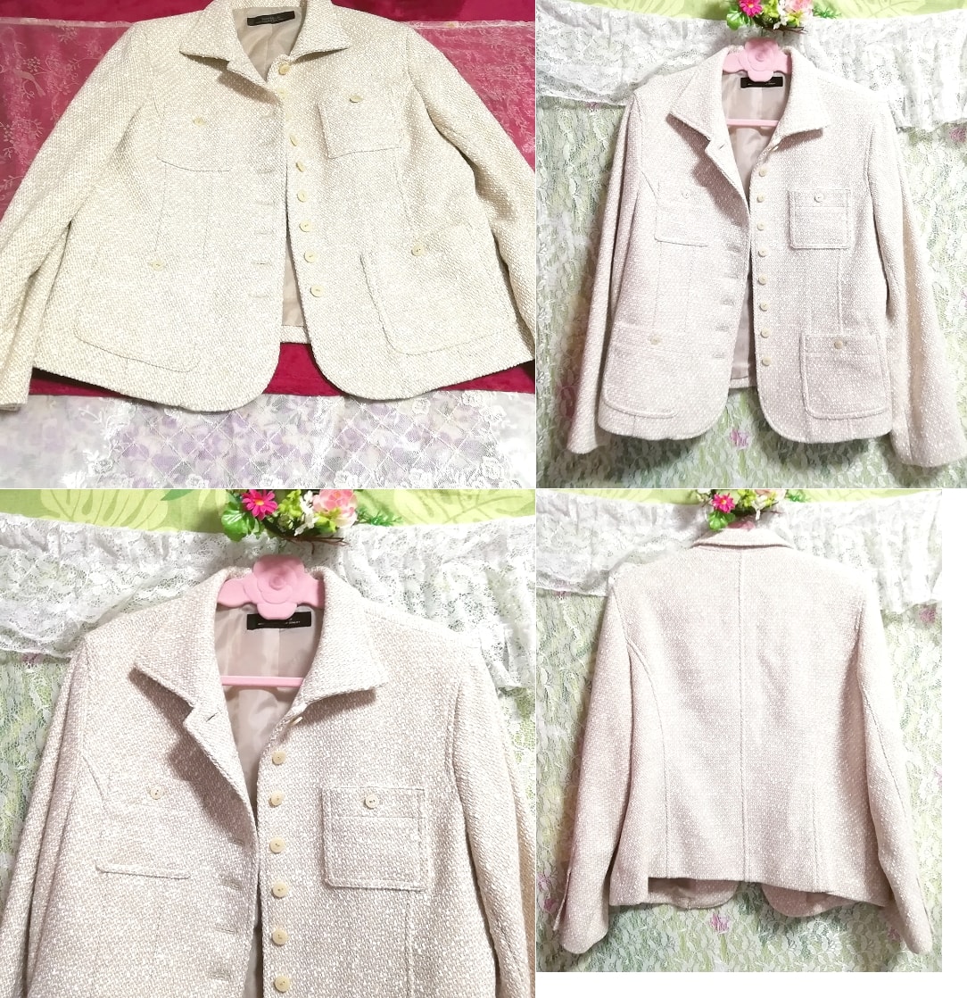 الأبيض الوردي سترة معطف عباءة ملابس خارجية, معطف, معطف بشكل عام, حجم م