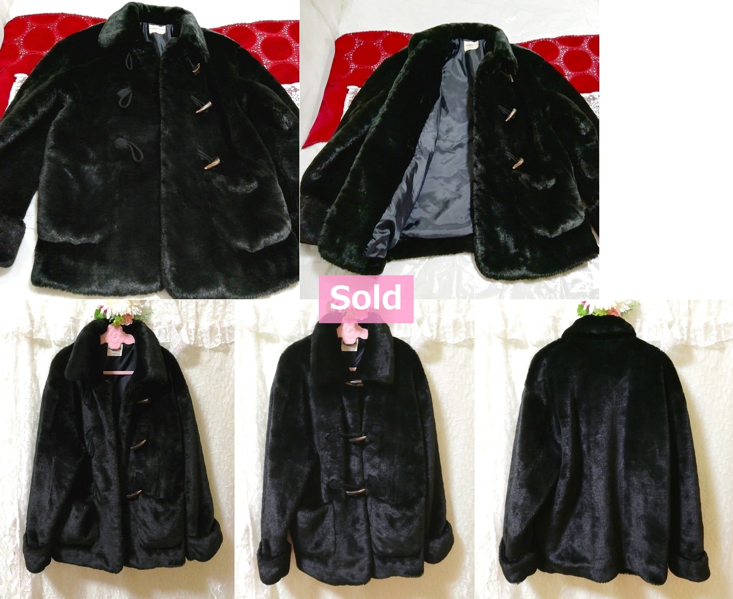 Formengirl formengirl black fluffy duffel coat, coat, coat in general, medium size