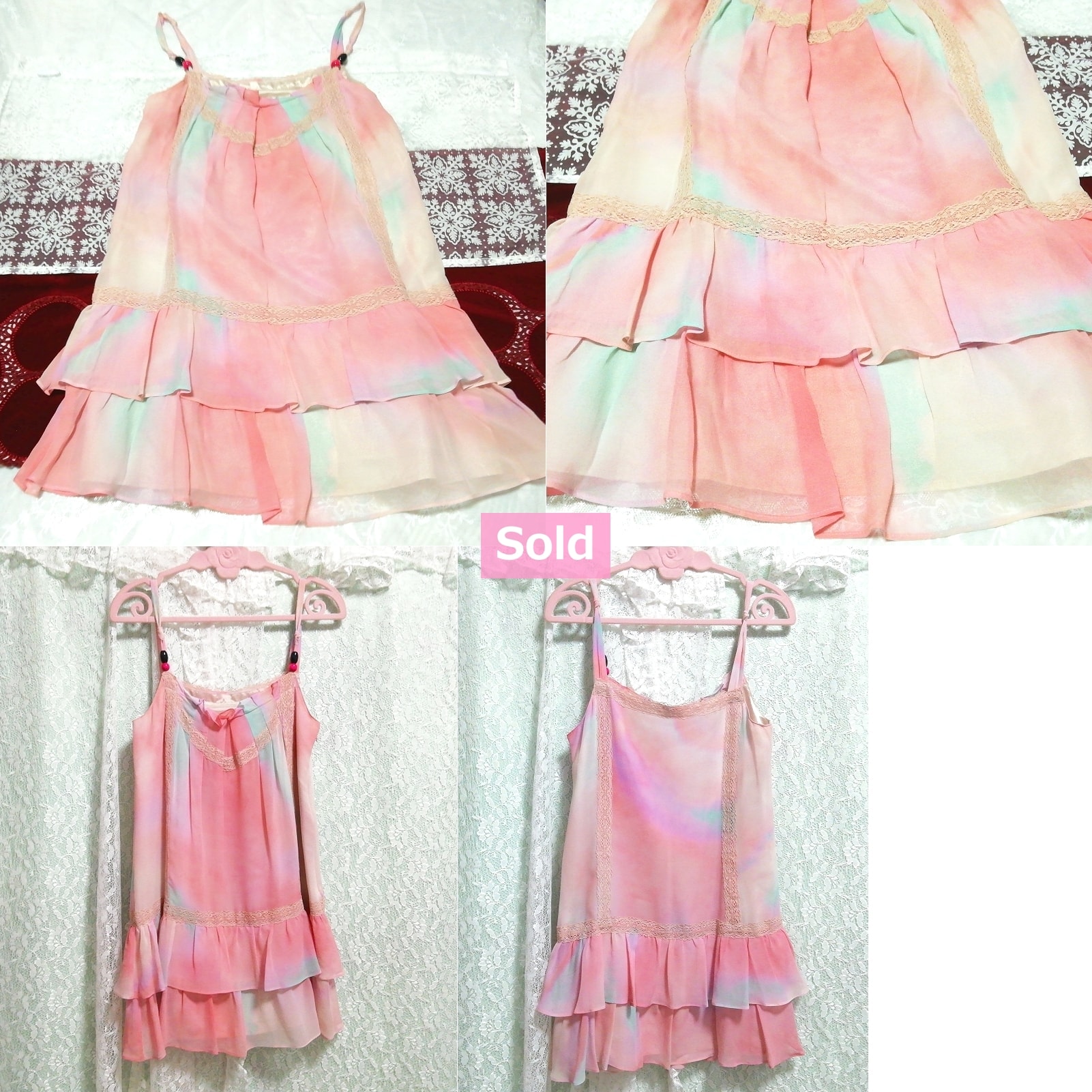 Silk silk pink chiffon negligee nightgown camisole dress babydoll dress, fashion, ladies' fashion, camisole