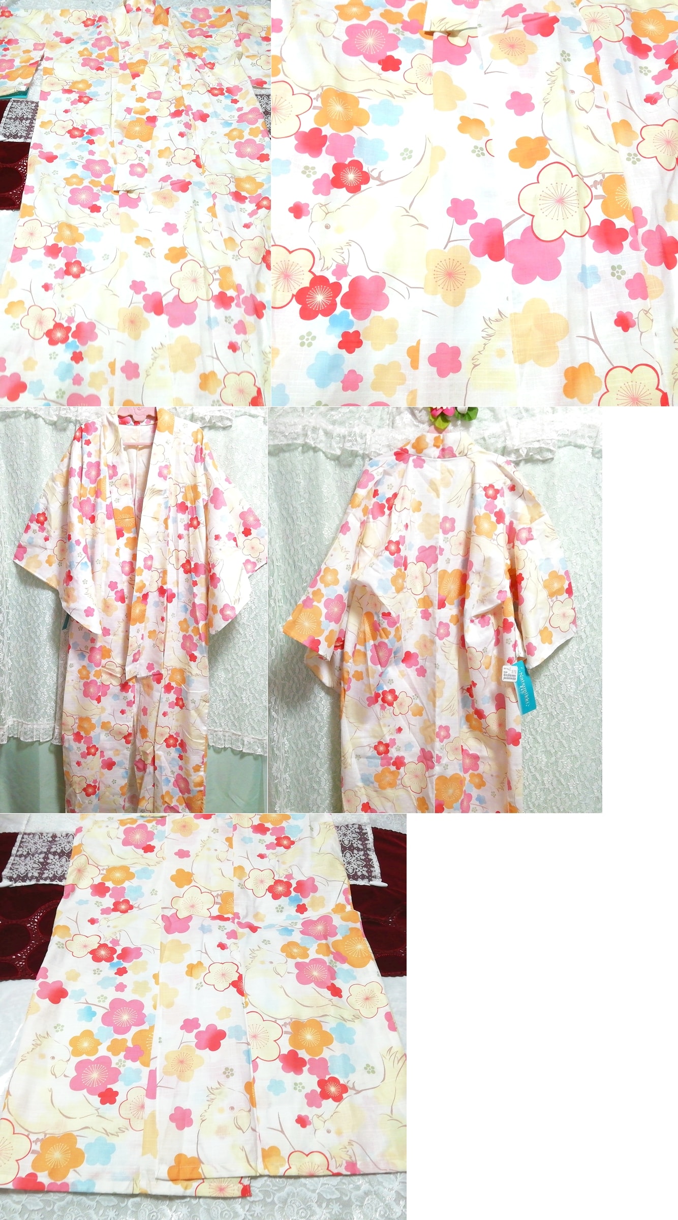 꽃무늬 새그림 유카타 유카타 일본옷, 유카타, 유카타(싱글), 다른 사람