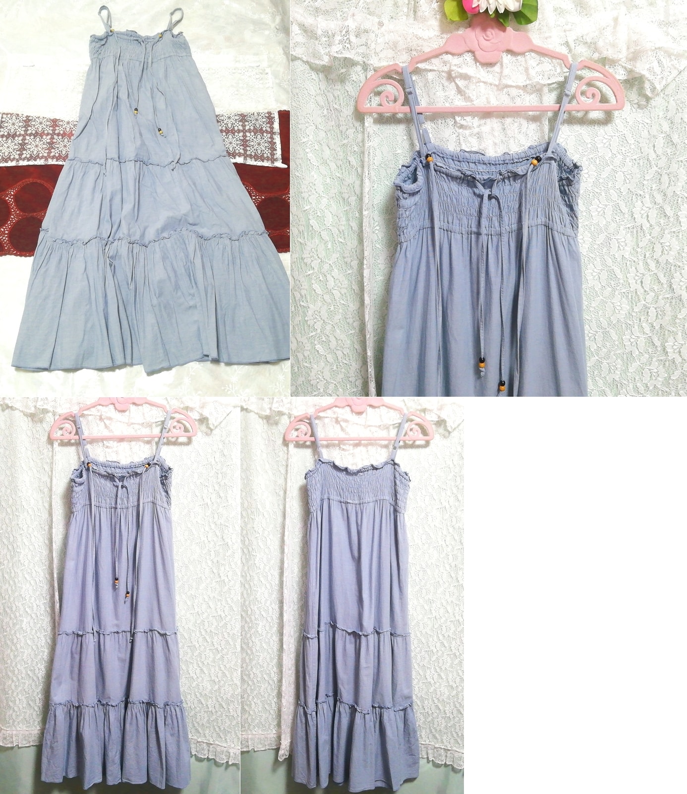 Denim-String-Baumwoll-Negligé-Nachthemd-Maxi-Camisole-Kleid, Mode, Frauenmode, Leibchen