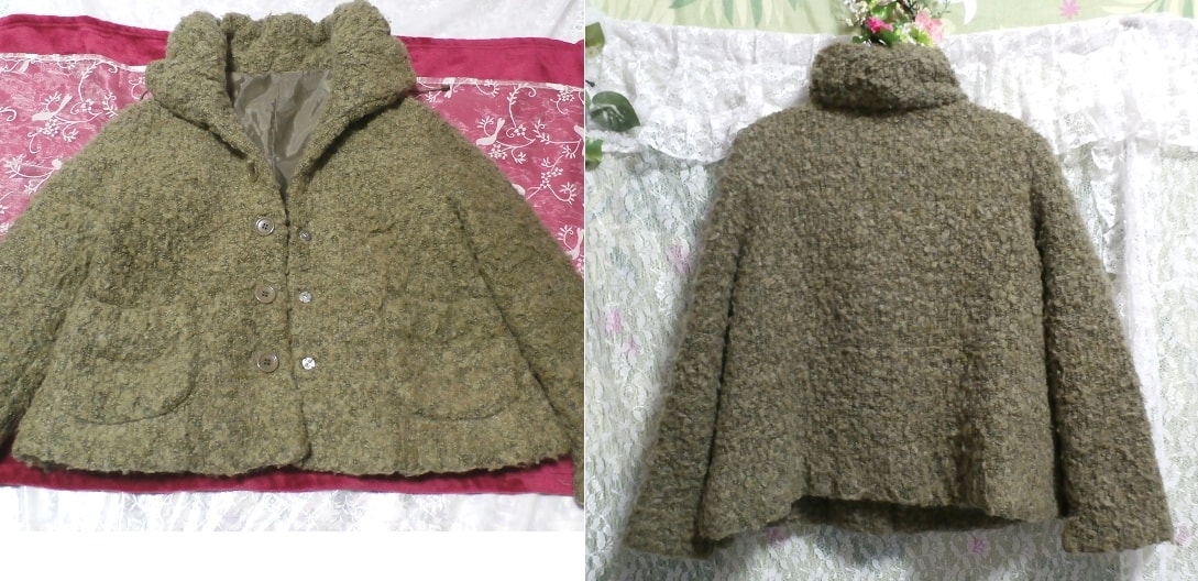 Tiefgrüner warmer und flauschiger kurzer Pelzmantel, Mantel, Mantel im Allgemeinen, Größe m