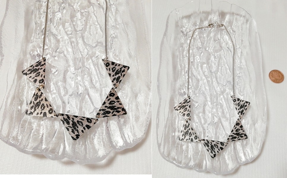 Gargantilla con collar de 5 triángulos con estampado de leopardo plateado, accesorios de damas, collar, colgante, otros