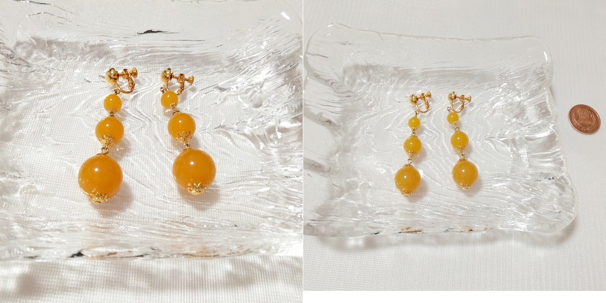 オレンジ3段丸型イヤリング/ジュエリー/アクセサリー Orange 3-tier round earrings jewelry accessories, レディースアクセサリー, イヤリング, その他