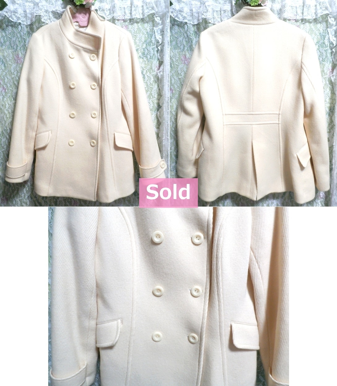 Abrigo corto simple de pelo blanco floral, abrigo y abrigo en general y talla M