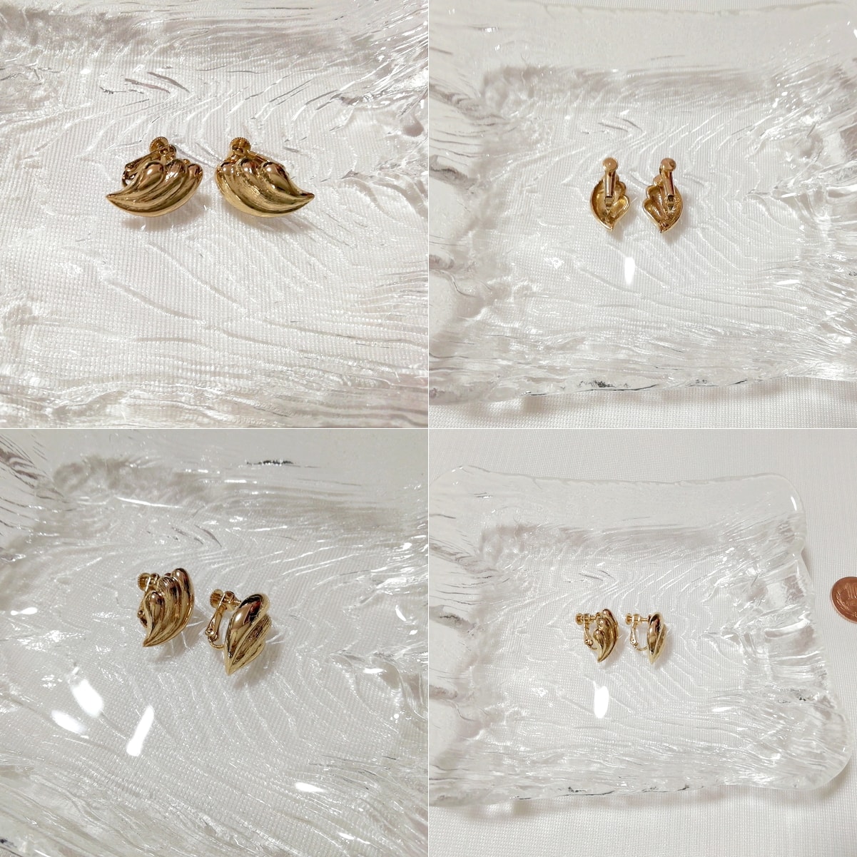 金色葉っぱ型イヤリング/ジュエリー/アクセサリー Golden leaf earrings jewelry accessories, レディースアクセサリー, イヤリング, その他