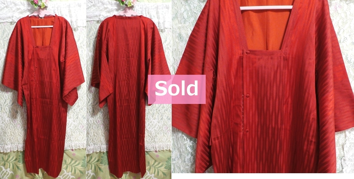 Suzuki 135cm abrigo rojo escarlata profundo / ropa japonesa / kimono, moda y kimono de mujer, kimono y abrigo, kimono