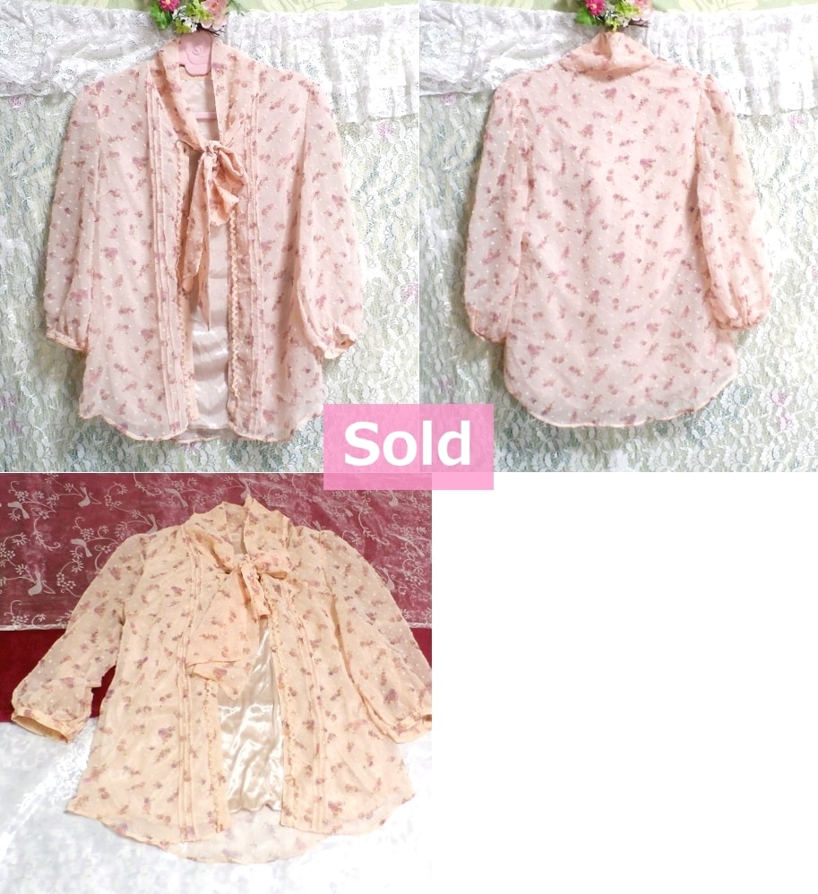 CECIL McBEE Pink floral print see through chiffon blouse / tops / cardigan