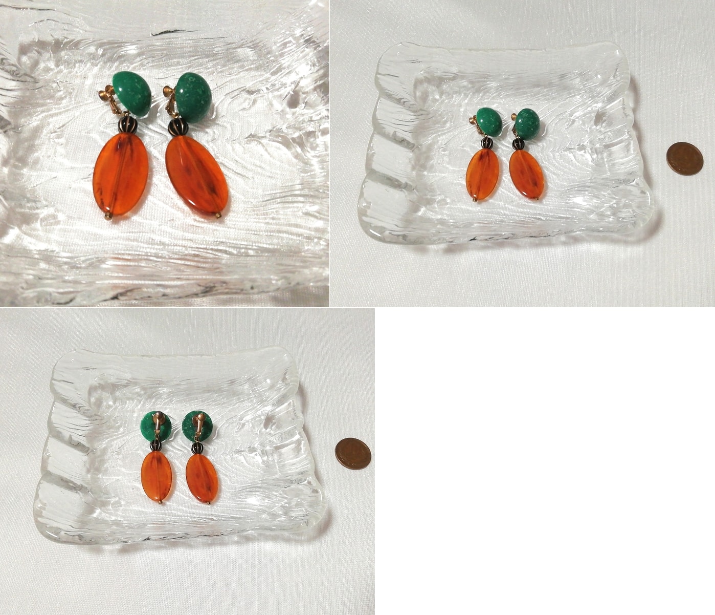 Boucles d'oreilles pendantes rondes vert noir orange bijoux accessoires bijoux, accessoires pour dames, des boucles d'oreilles, autres
