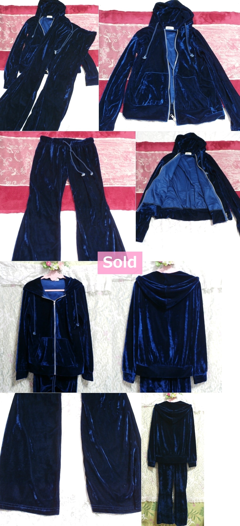 Синее темно-синее пижамное пальто из велюрового джерси-кардиган, 2 комплекта Темно-синее велюровое пижамное пальто из джерси, 2 комплекта