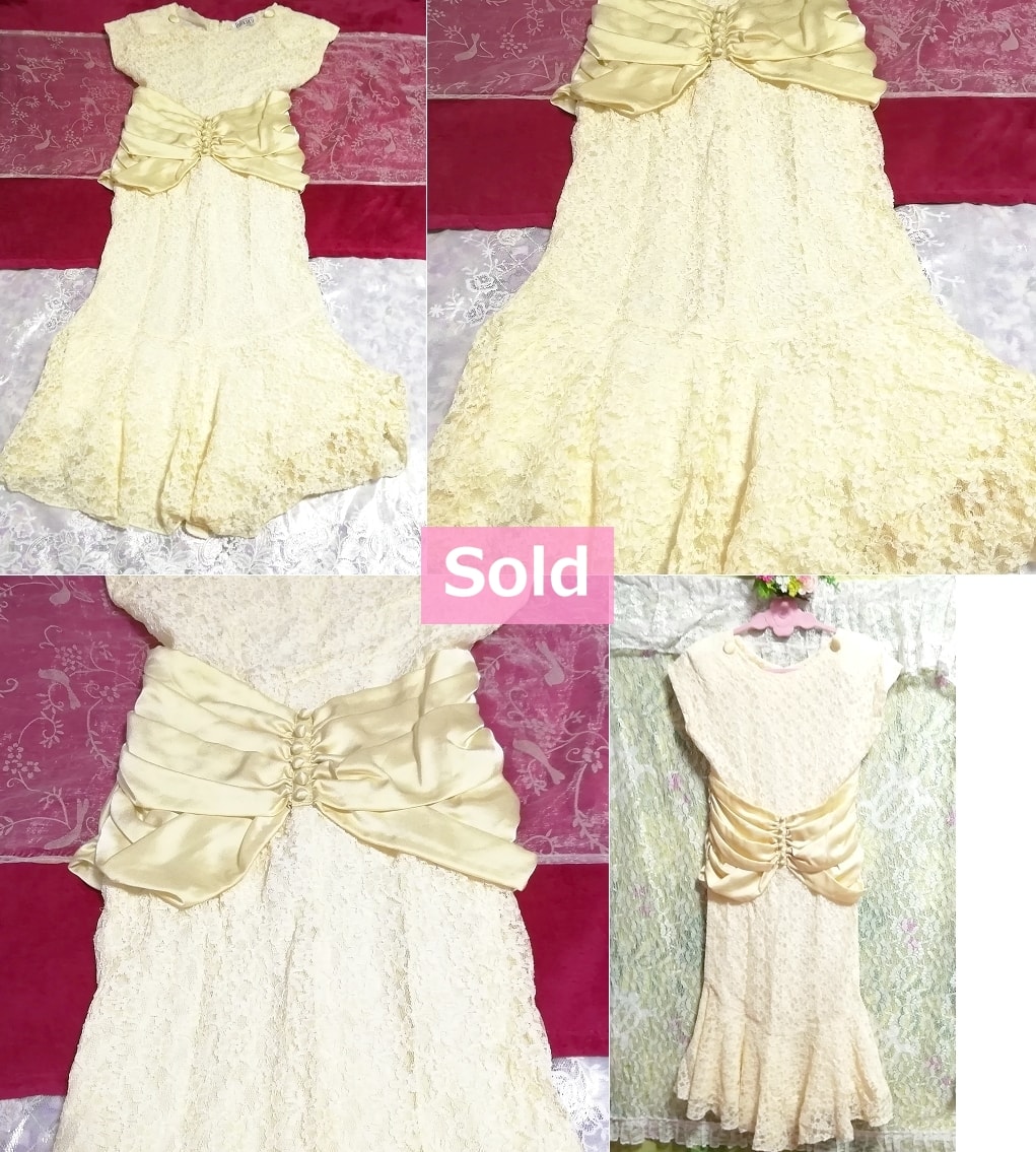 Einteiliges Kleid aus gelber Spitze, hergestellt in Japan