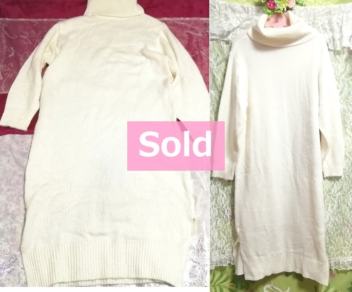 White onepiece long sleeve long sweater / knit / tops White onepiece long sleeve long sweater / knit / tops