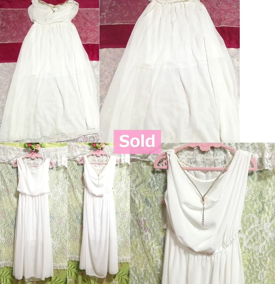 White angel robe chiffon sleeveless maxi long one piece