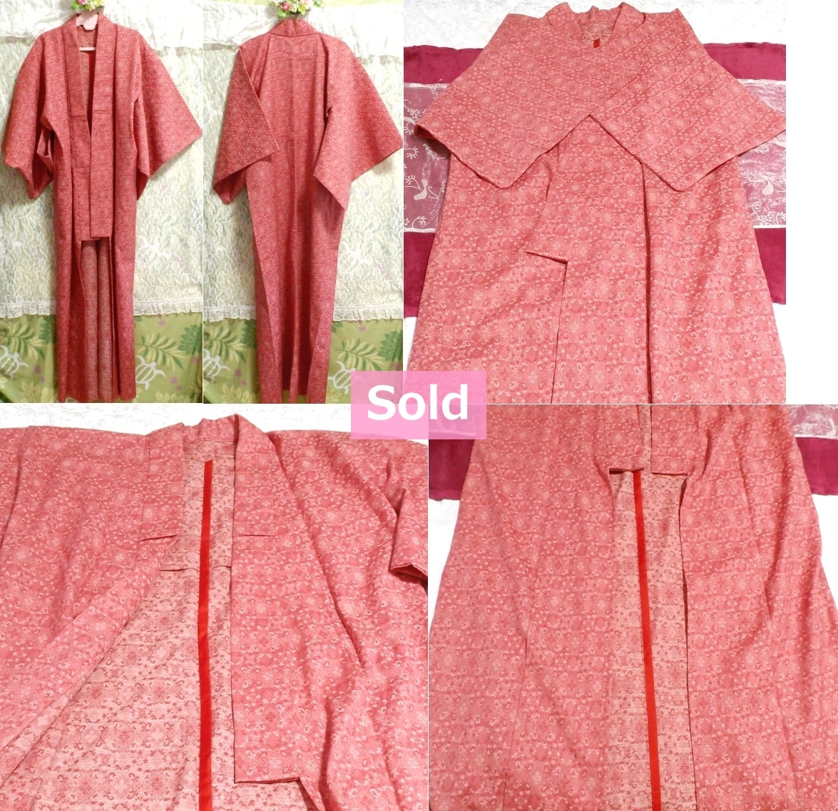 赤今様色模様柄/和服/着物 Red color pattern/Japanese clothing/kimono, ファッション&女性和服、着物&振袖