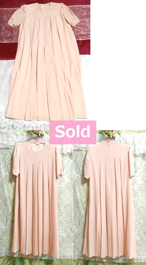 Pink long short sleeve tunic one piece, dress & knee length skirt & M size
