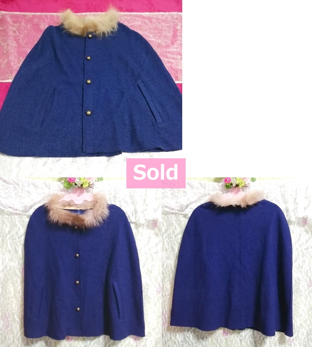 Capa poncho de piel de mapache azul marino, moda para damas, chaqueta, chaqueta, poncho