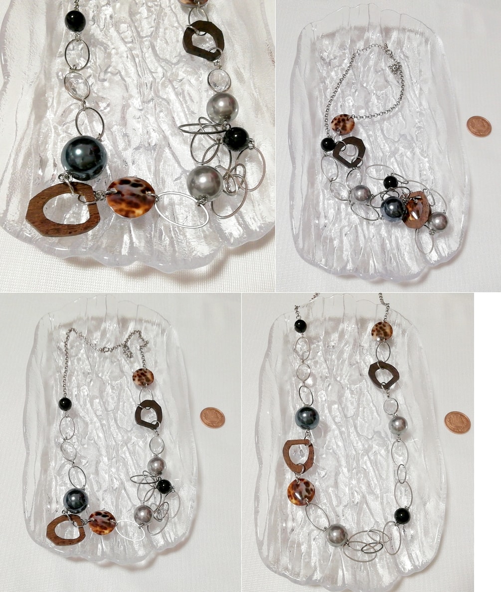 黒茶銀玉型ネックレス首輪チョーカー/ジュエリー/お守りアミュレット Black brown silver ball necklace collar choker jewelry amulet, レディースアクセサリー, ネックレス、ペンダント, その他