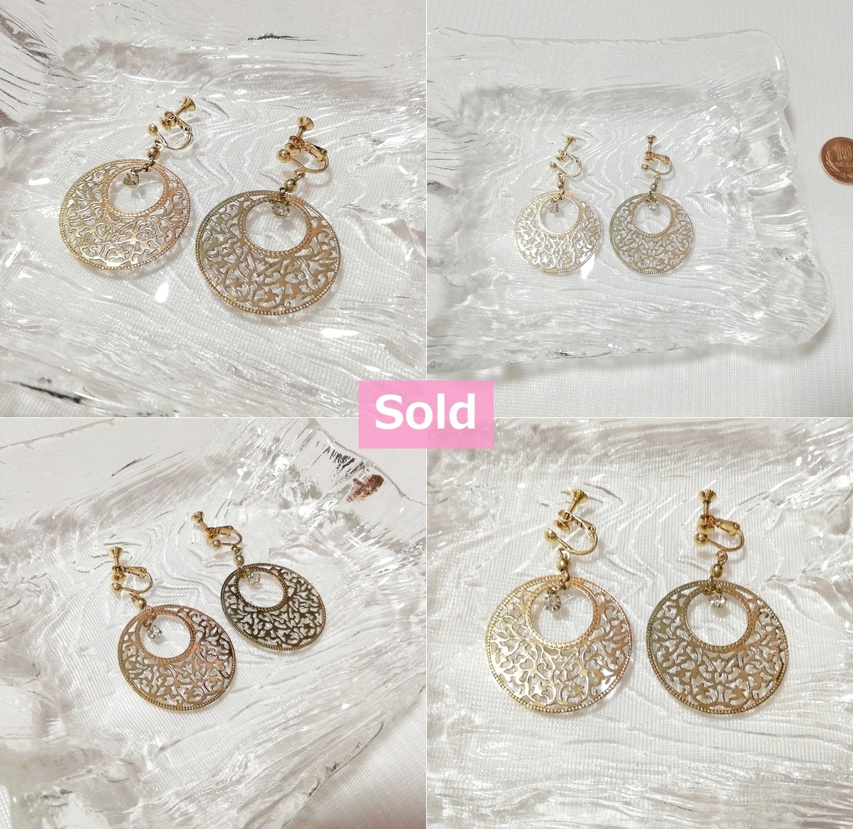 Golden round lace earrings jewelry accessories, Ladies Accessories & Earrings & Others