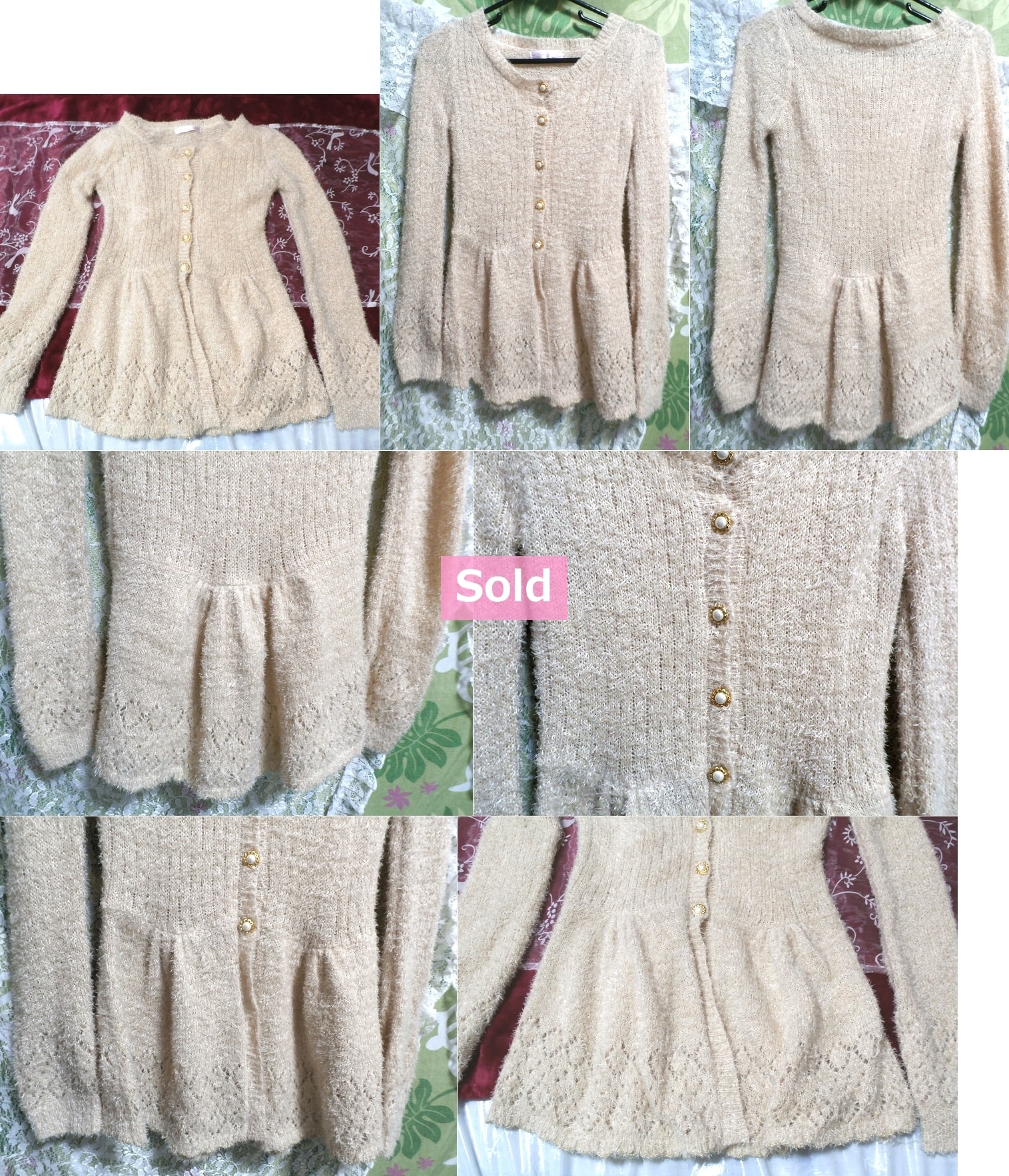 Light brown tunic style cardigan / sweater / knit / tops Light brown tunic style cardigan / sweater / knit / tops