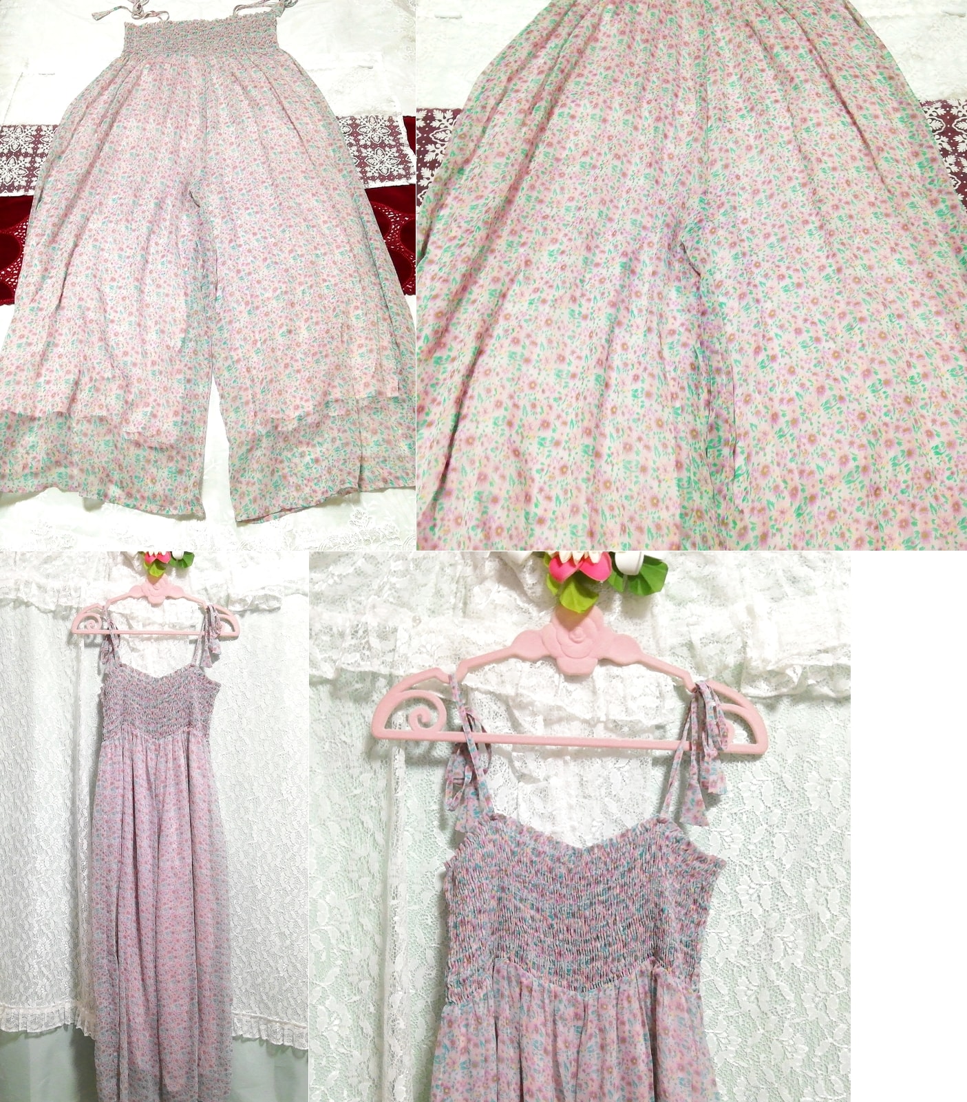 Purple floral print chiffon negligee nightgown camisole skirt maxi dress, fashion, ladies' fashion, overalls, overalls