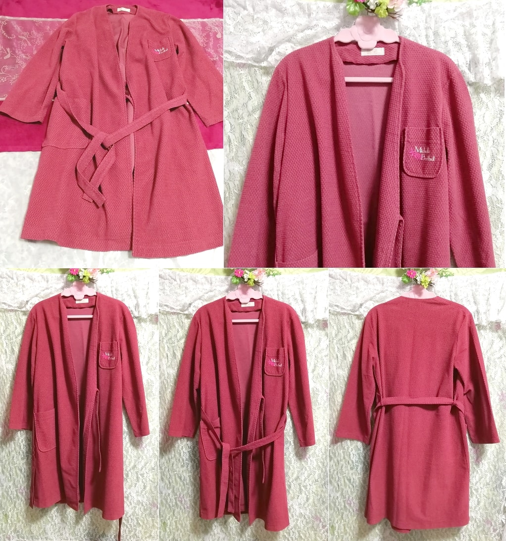 MICHELLE BERTHET 日本製ピンクローブ/カーディガン/羽織 Made in japan pink robe cardigan, レディースファッション, カーディガン, Mサイズ