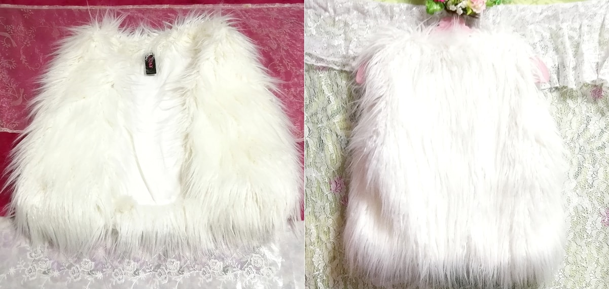 Cárdigan mini chaleco blanco esponjoso haori, moda para damas, cárdigan, talla m
