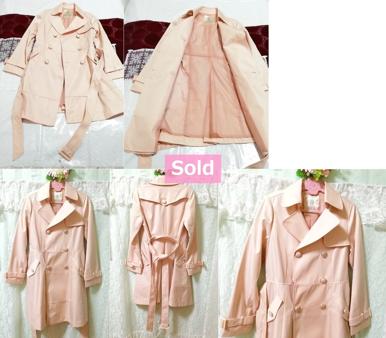 さくらピンクガーリートレンチコート Sakura pink girly trench coat, コート&トレンチコート&Mサイズ