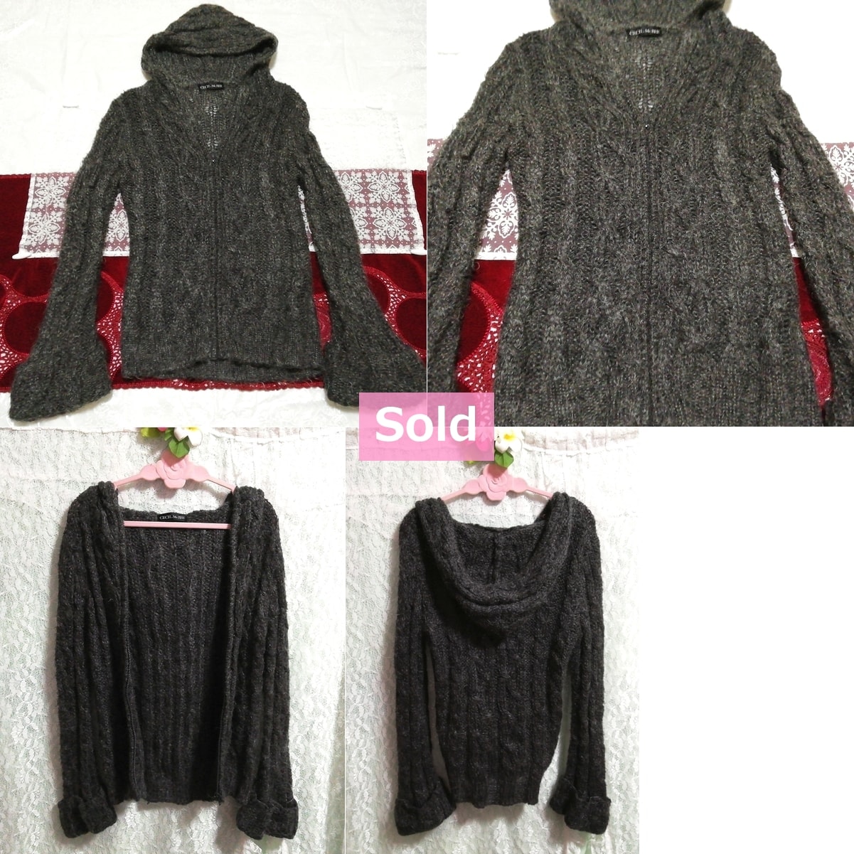 CECIL McBEE Gray knit hood cardigan, Ladies fashion & cardigan & M size