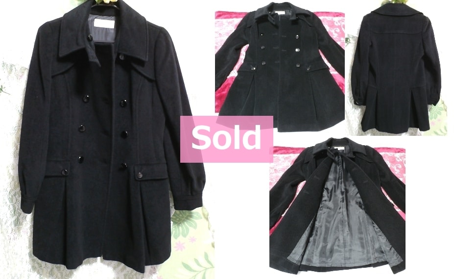 可愛いアンゴラ毛黒ロングコート/外套 Cute angora black long coat