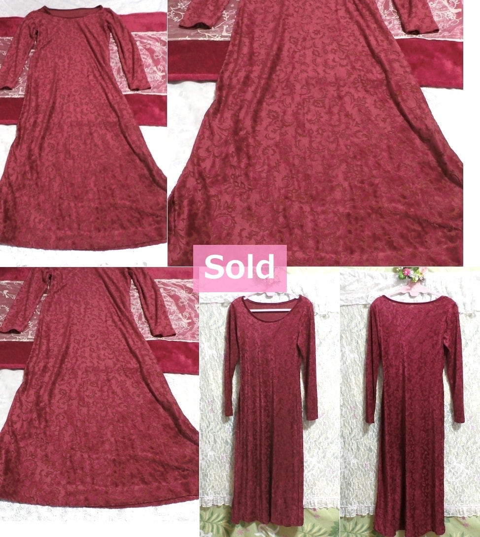 NORMA KAMALI 레드 퍼플 와인 레드 컬러 맥시 롱 드레스 레드 퍼플 레드 컬러 긴 소매 맥시 롱 원피스 드레스