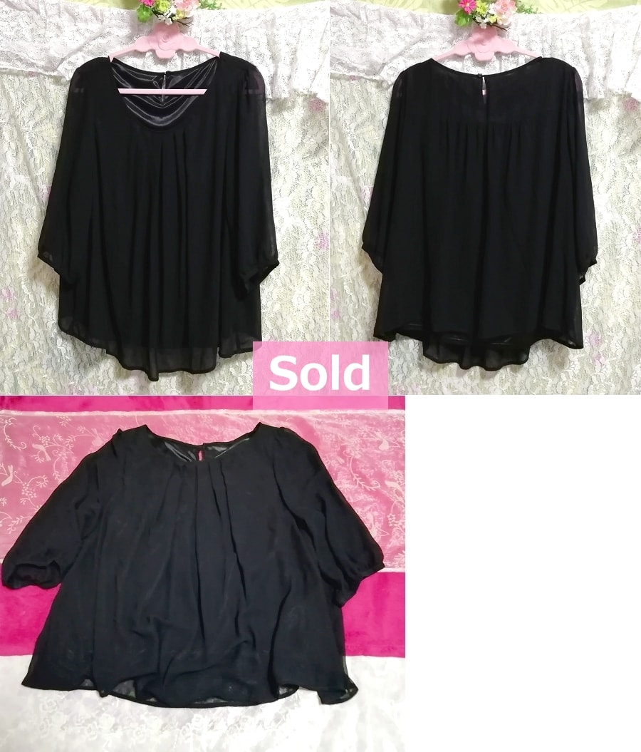 black chiffon tunic dress, tunic, long sleeve, m size