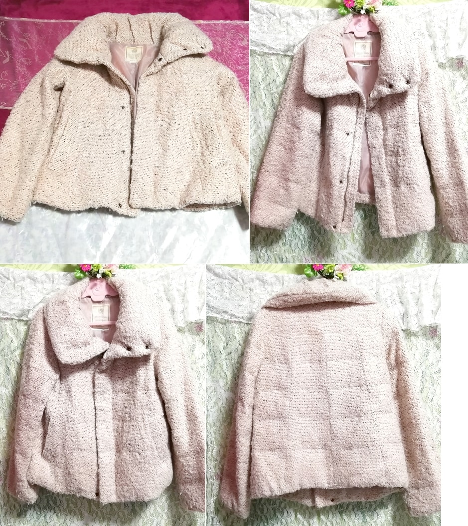 薄ピンクフワフワダウンコート/外套/アウター Light pink fluffy down coat mantle outer, コート, ダウンコート, Mサイズ